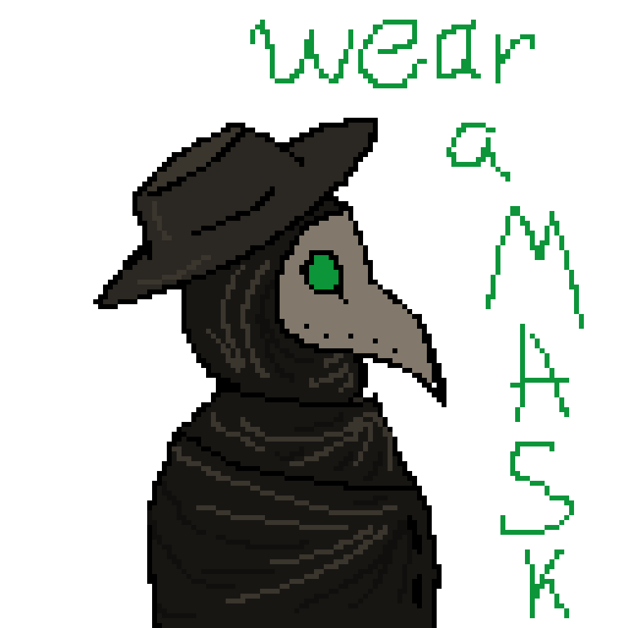 plague doctor saying wear a mask